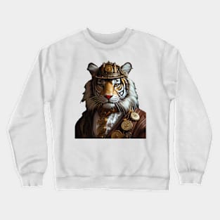 Tiger Overlord in Steampunk Art Crewneck Sweatshirt